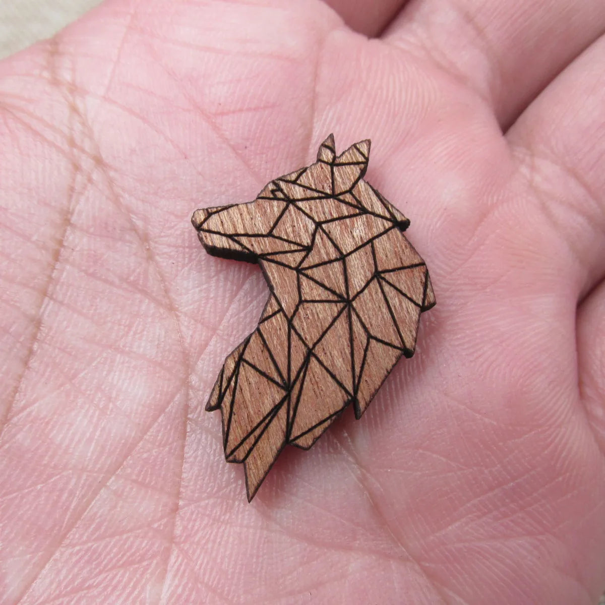 Unfinished Wooden Geometric Animal Wolf Head Part Accessory For Brooches Enamel Pin Coat Bag Jewelry Diy Making