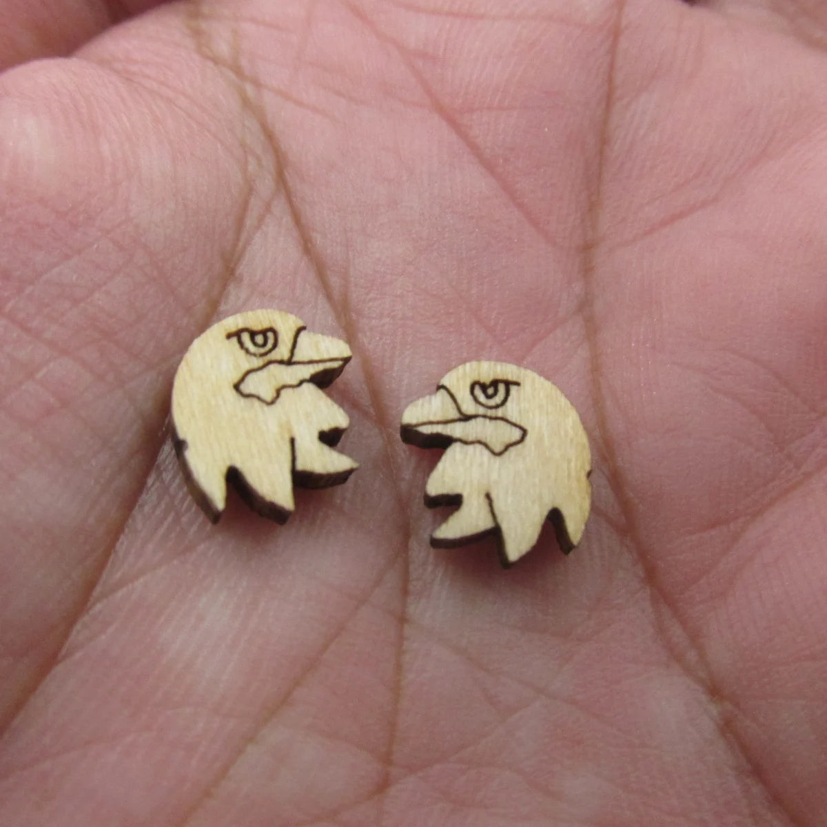 5 Pair Unfinished Blank Wooden Mini Patriotic Star Cabochon Bald Eagle Post Firework Patriotic Hat Wood Earrings Stud