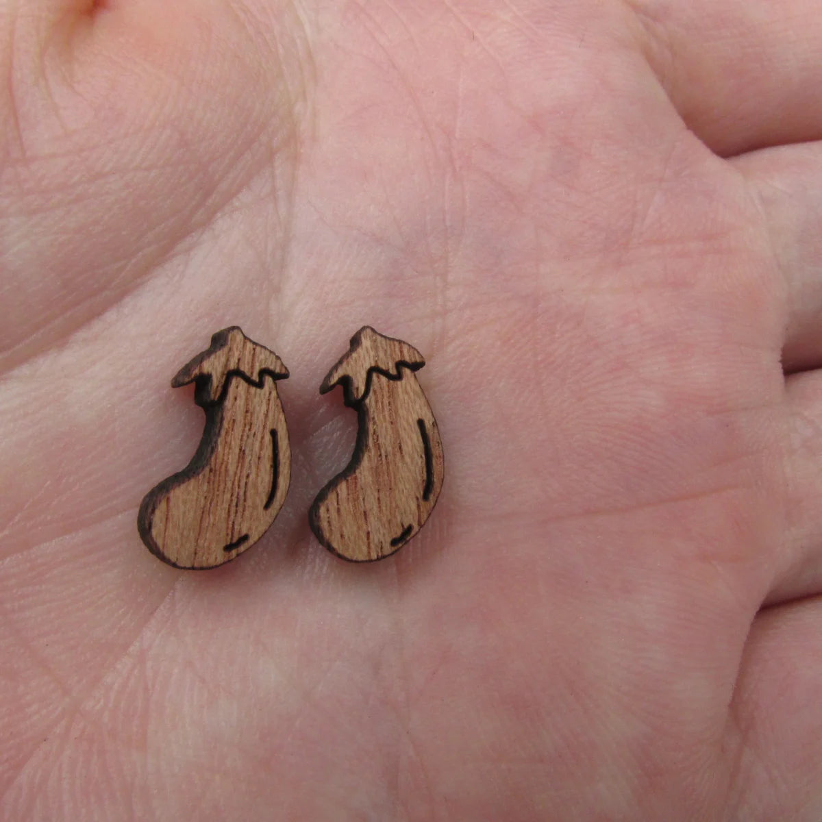 5 Pair Unfinished Blank Wooden Cabochon Wood Eggplant Chili Hot Pepper Pease Shape Cutouts For DIY Craft Earring Stud
