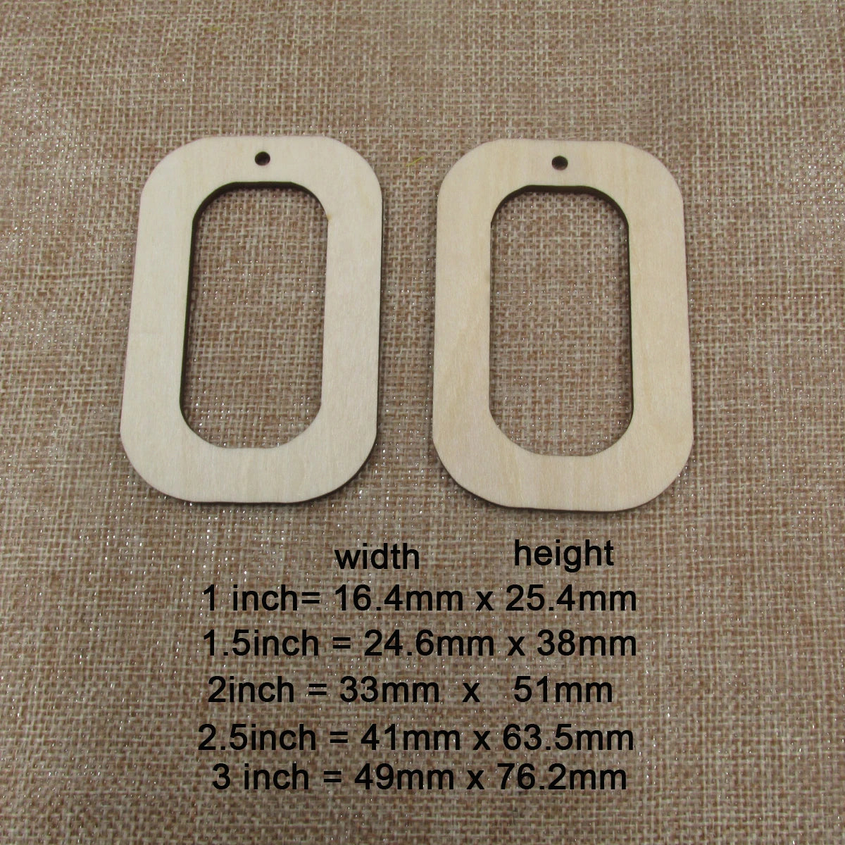 10pcs All Size DIY Unfinished Laser Cut Wood Earrings Blanks Hollow Rounded Rectangle Shape For Jewelry Accessories