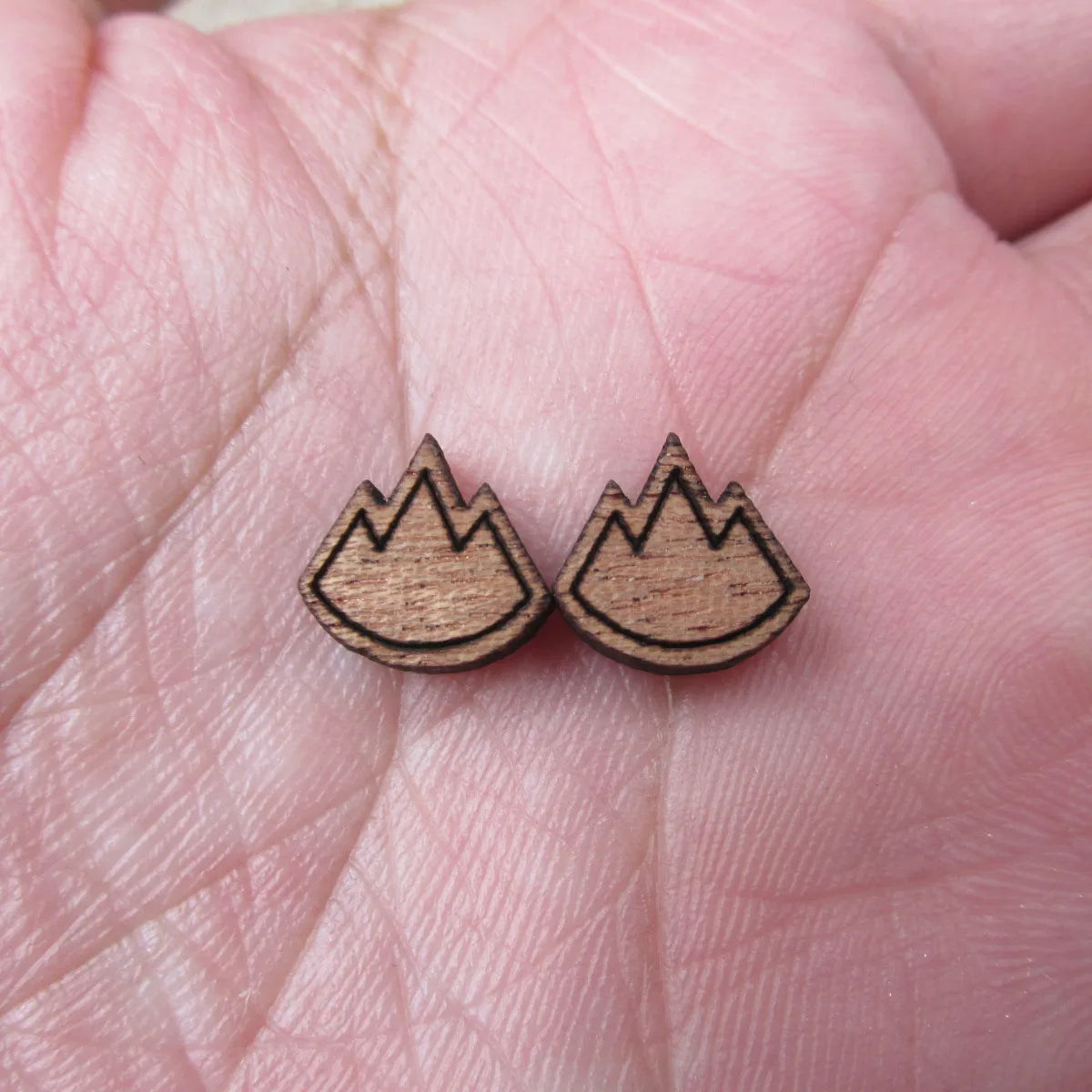 Unfinished Laser Engraved Wooden Mountain Cabochon Charms For Handmade DIY Craft  Earring Stud  Jewerly