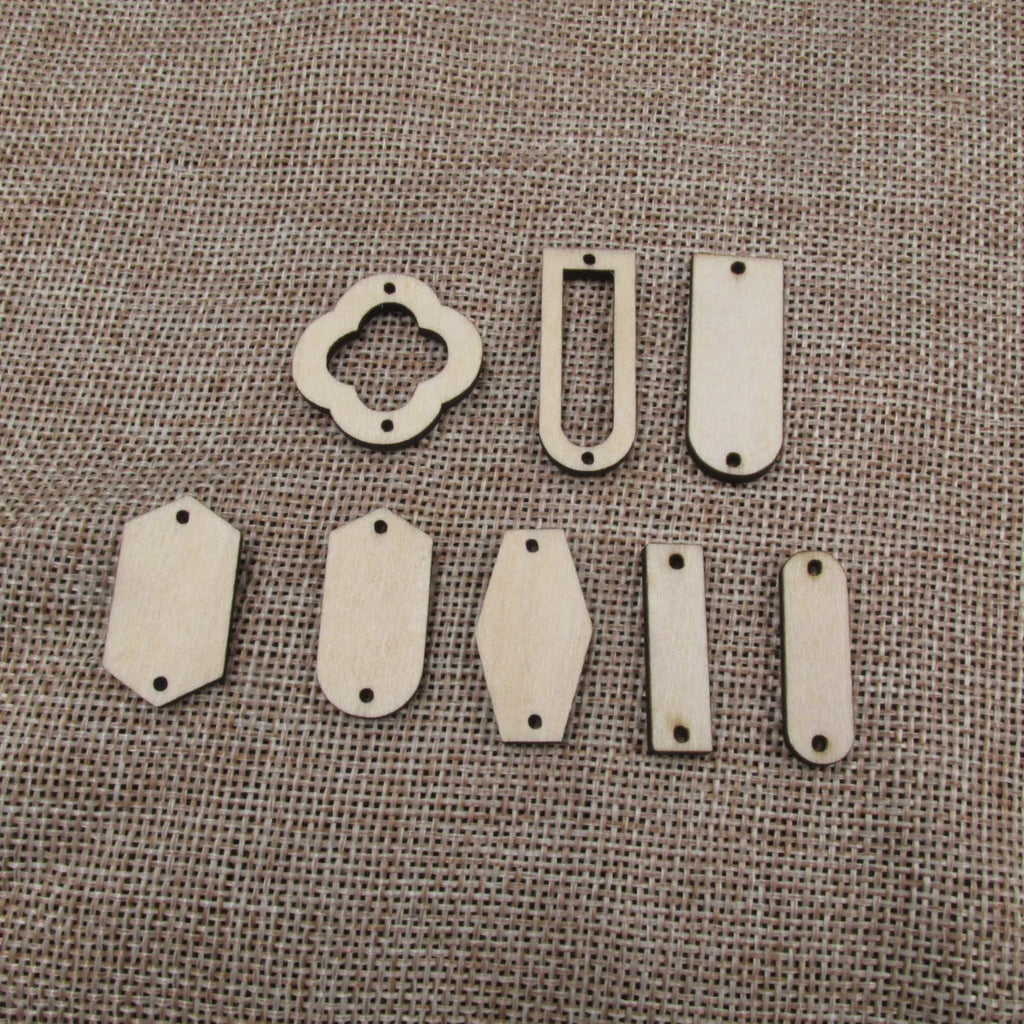 10 Pcs Unfinished Blank Wooden Geometric Rectangle Loop Shape Cutout Plywood Connector Jewelry Finding Supplies For Earrings