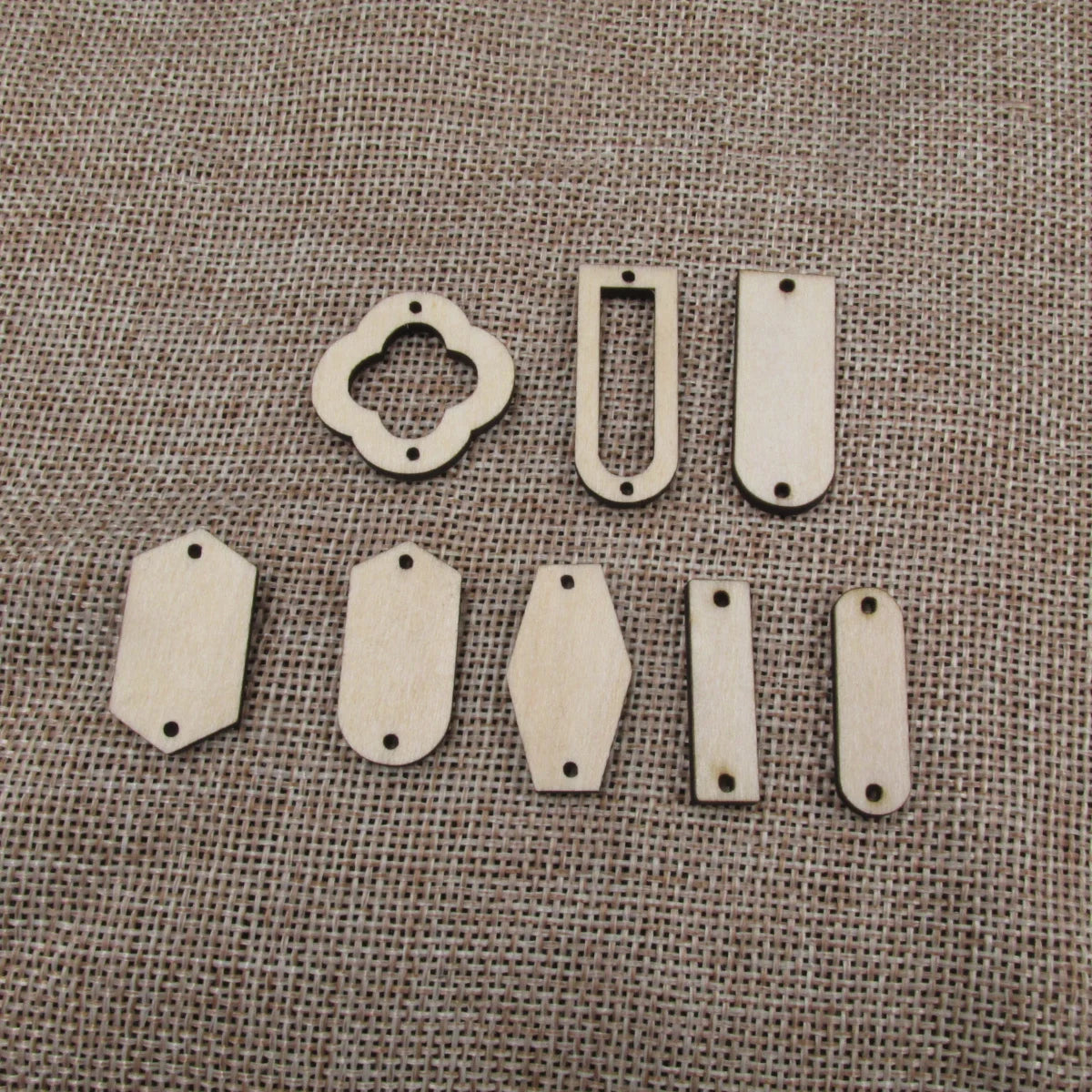 10 Pcs Unfinished Blank Wooden Geometric Rectangle Loop Shape Cutout Plywood Connector Jewelry Finding Supplies For Earrings