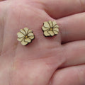 10pcs Unfinished Blank Tiny Poppy Flower Shape Mini Wood Stud Earring Birth Month Flowers Post Cabochon Charms For Diy Project