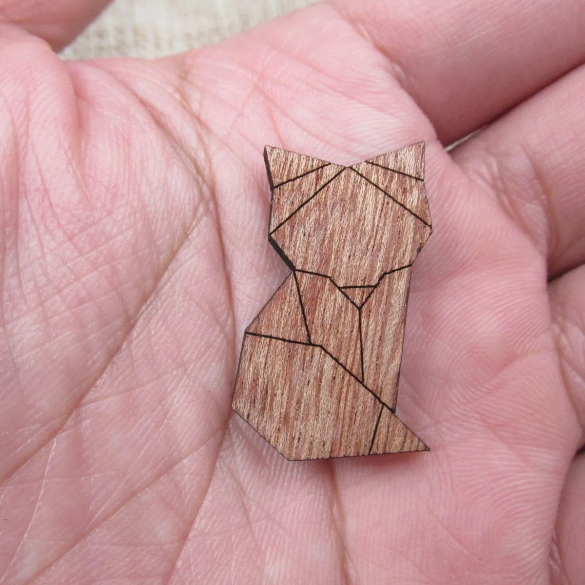 Unfinished Blank Wooden Geometric Animal Fox Head Accessory For Brooches Enamel Pin Necklace Jewelry DIY Handmade