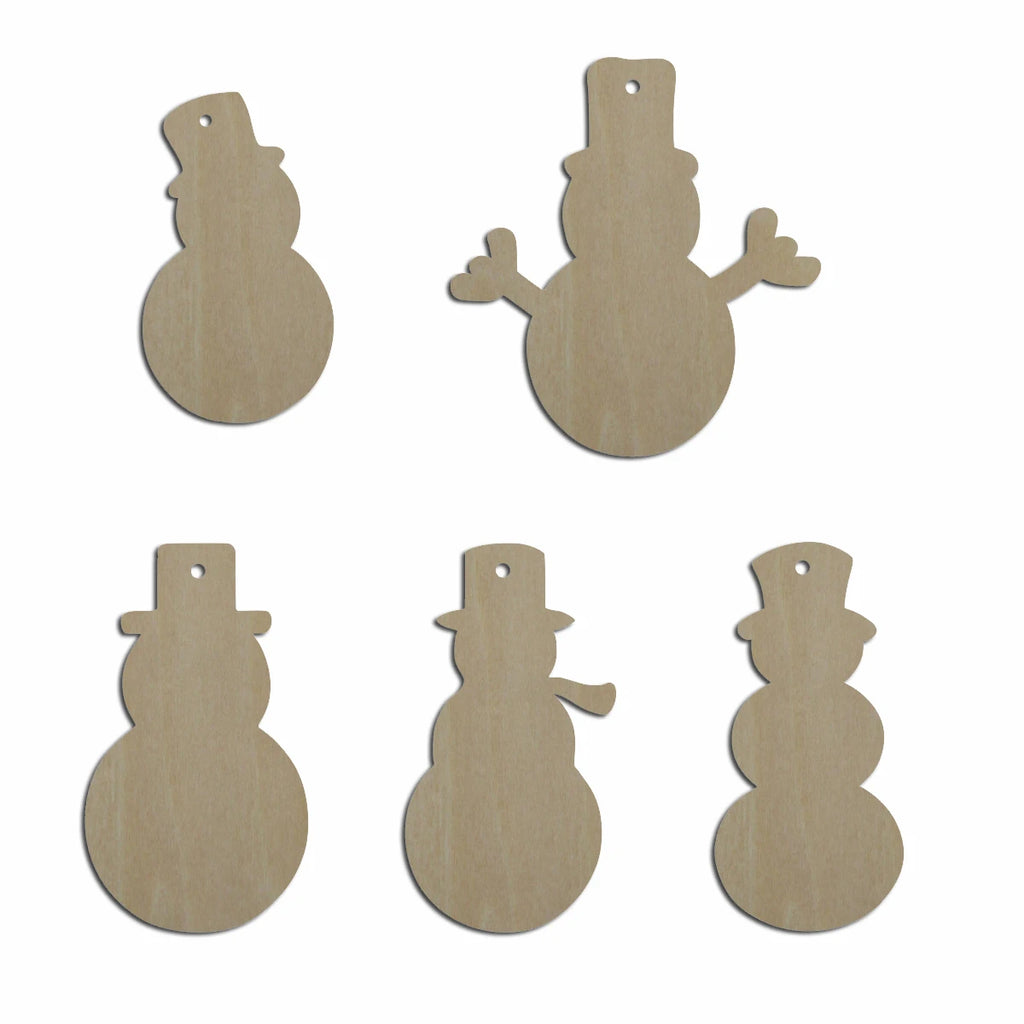 10pcs Bulk Unfinished Wooden Blank Christmas Snowman Cutout Shape For Hanging Dangle Earring Wood Jewelry Accessories