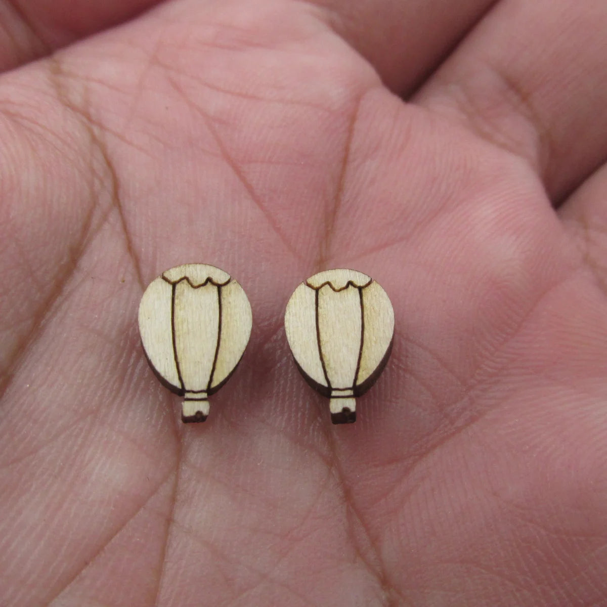 5Pair Unfinished Blank Wooden Summer Style Hot Air Balloon Cabochon Post Earrings Stud Jewerly Finding For Diy Wood Craft