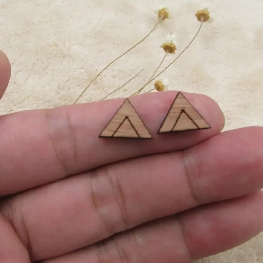 10pcs Unfinished Blank Wooden Geometric Triangular Mountain Shapes, DIY Wood Crafts Stud Earrings, Jewelry Making