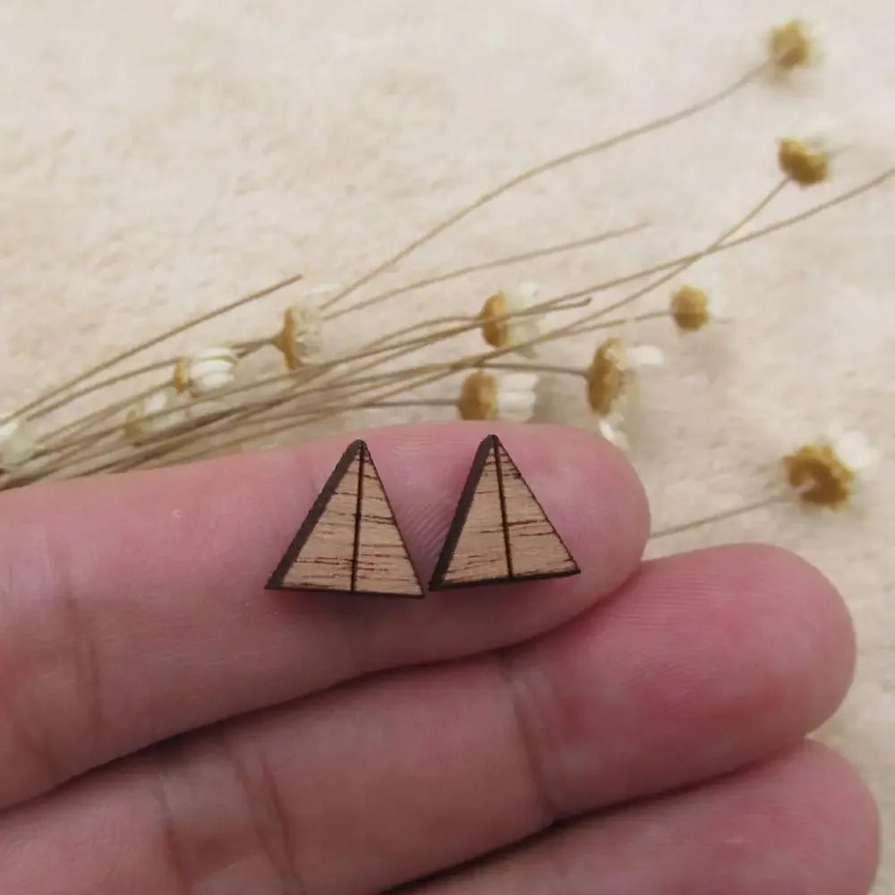 10pcs Unfinished Blank Wooden Geometric Triangular Mountain Shapes, DIY Wood Crafts Stud Earrings, Jewelry Making