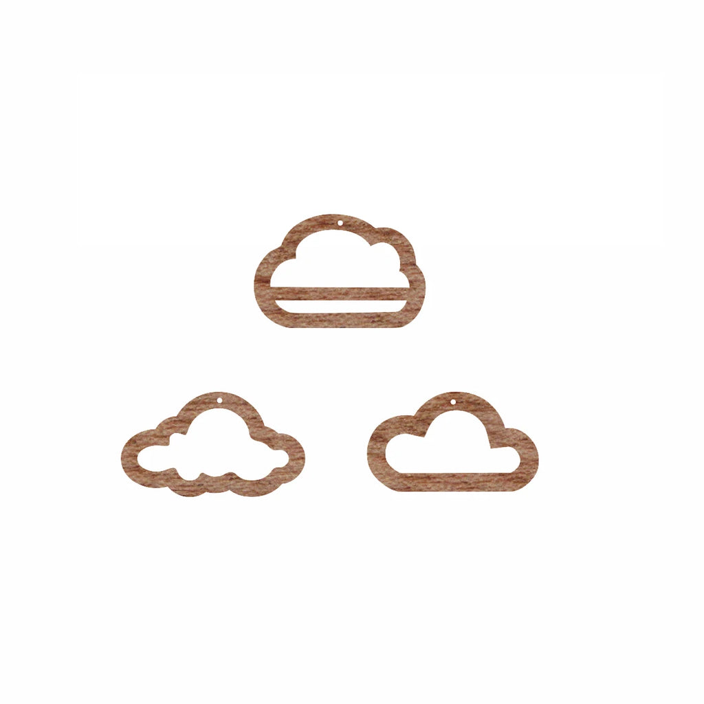 6pcs Unfinished Blank Solid Wooden Weather Cloud Outline Macrame Earring Charms Pendant for Jewelry Making