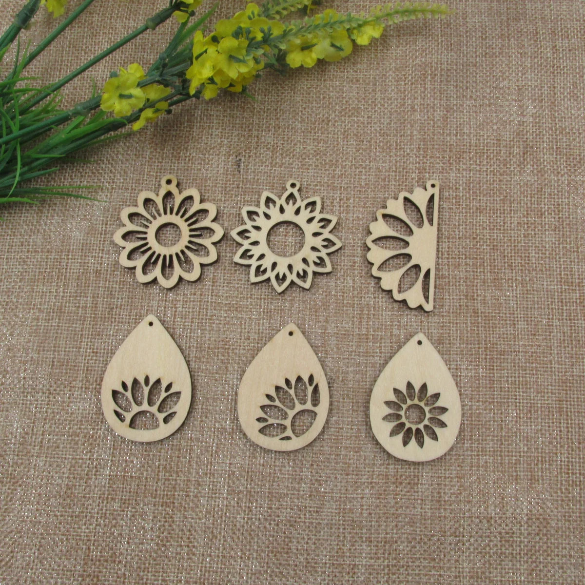 10pcs Unfinished Wooden Blanks Sun Flower Shape Teardrop Sunflower For DIY Earrings Findings Jewelry