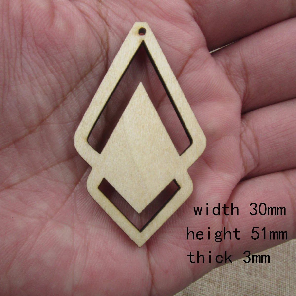 10pcs 2 inch Height Unfinished Wooden Blanks Tie Diamond Macrame DIY Earrings Findings Accessories Supplies