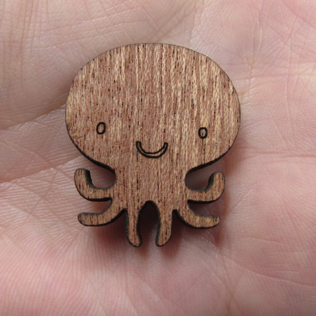 3 Pair Unfinished Under the Sea Ocean Animal Wooden Octopus Shape Cutout For Brooches Pin Magnet Pendant Jewerly Diy Making