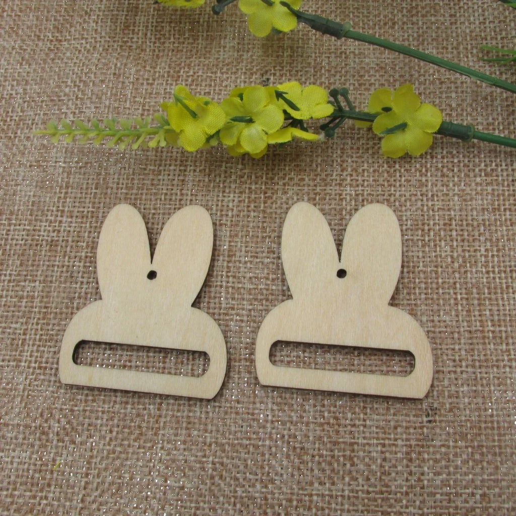 10pcs Unfinished Wood Blanks Animal Bunny Rabbit Head  Macrame For DIY Earrings Wood Findings Jewelry