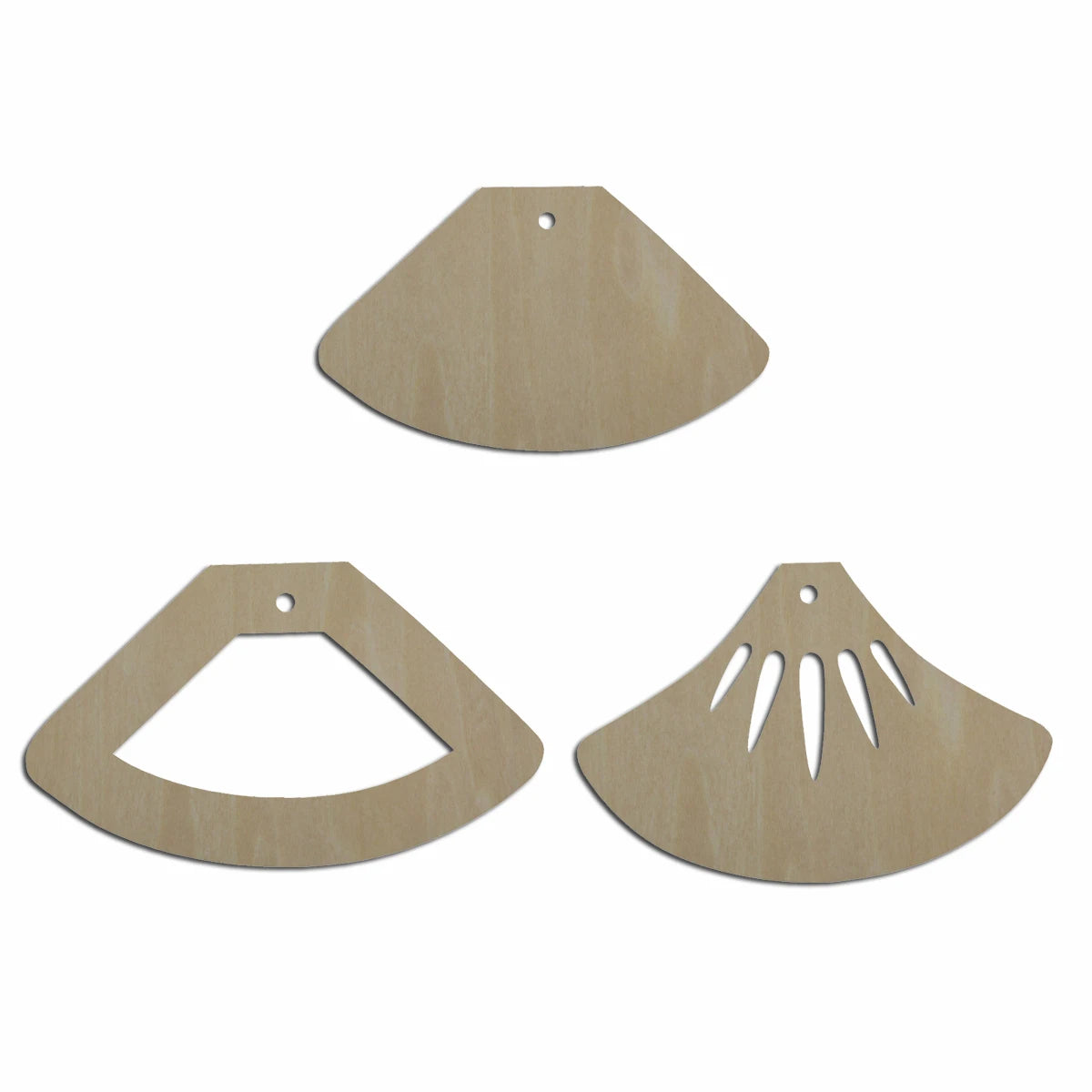 10pcs Laser Cut Unfinished Blank Wood Geometric Fan Cutout Shape Earring Pendant Jewelry Charm Finding