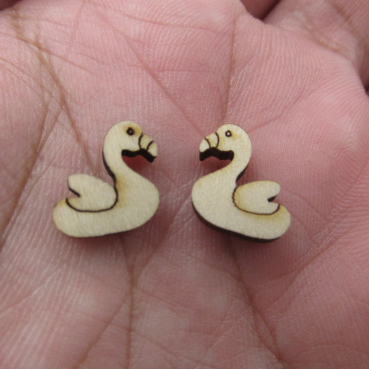 5 Pair Unfinished Blank Wood Flamingo Floatie Pool Cabochon Post Ladies Earrings Stud Jewerly Findings For Craft DIY Supplies