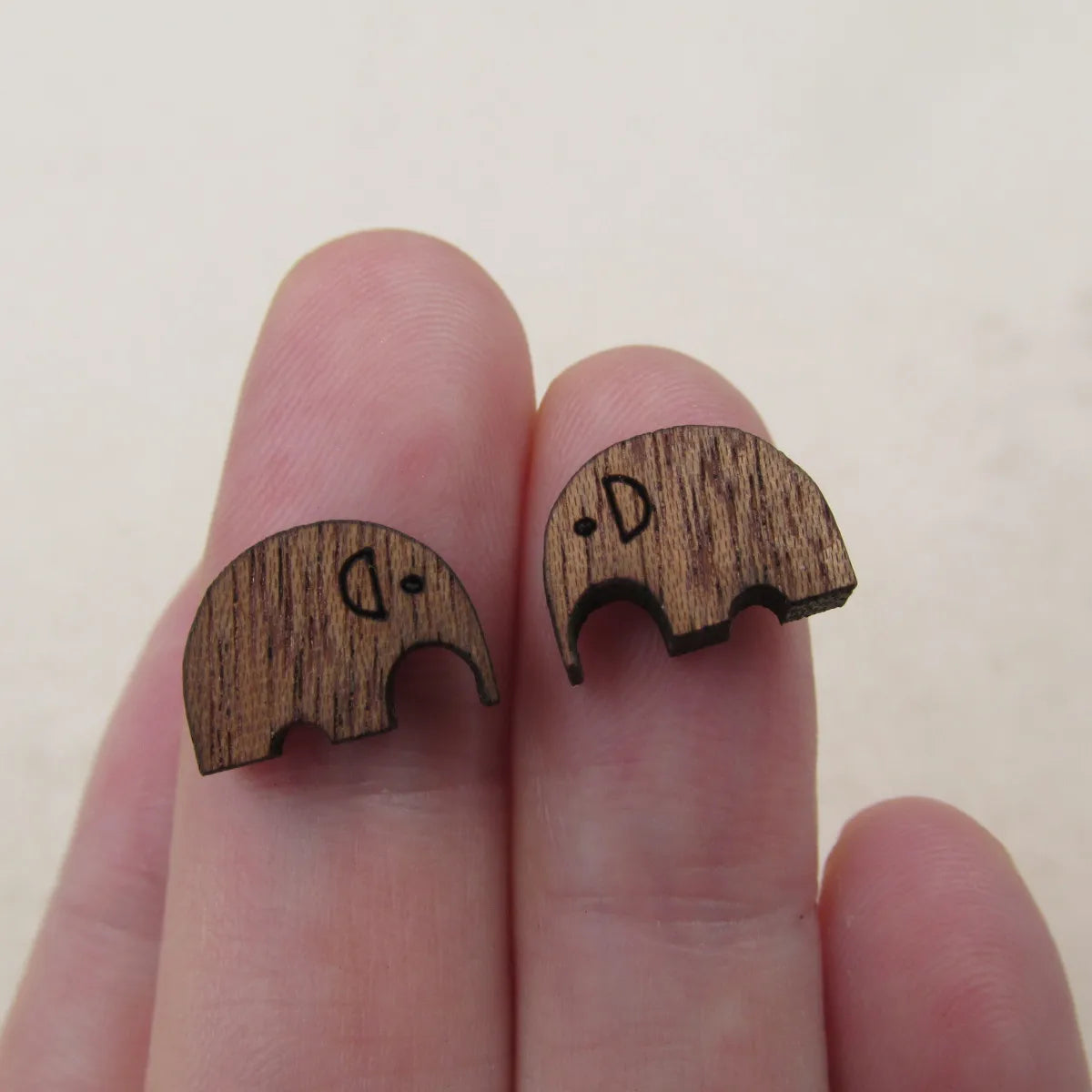 5 Pair Tiny Animal Elephant Wooden Cabochon Accessories Unfinished Wood Charms For DIY Handmade Earring Stud