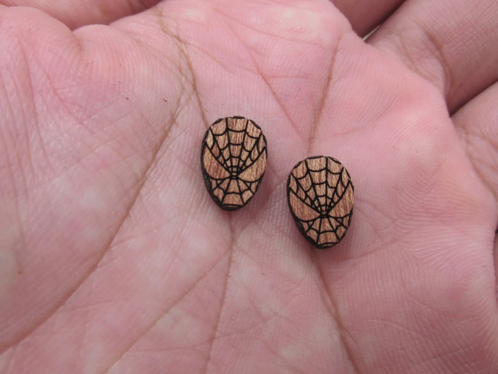 5 Pair Unfinished Blank Laser Cut Wood Cabochon Holidays Halloween Spider Wooden Cutout Shapes For DIY Stud Earrings Supplies