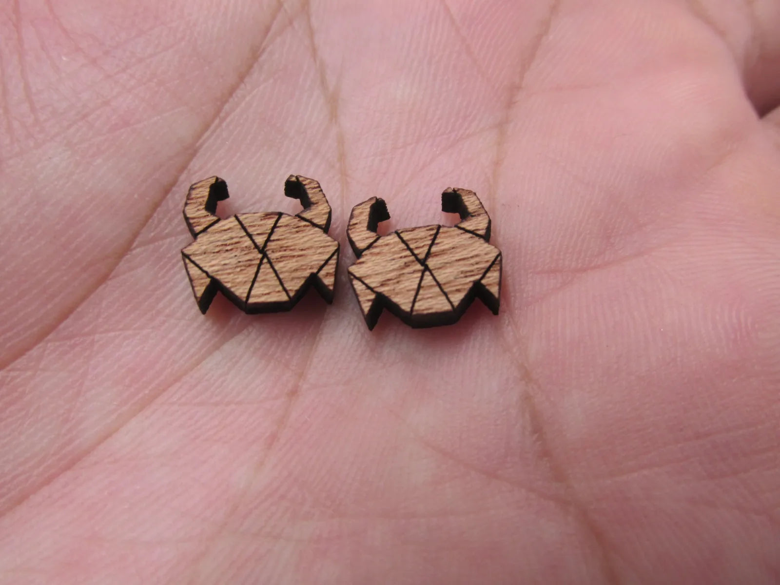 5 Pair Geometric Origami Unfinished Blank Wood Cabochon Sea Animal Crab Wooden Cutout Shapes For DIY Earrings Supplies