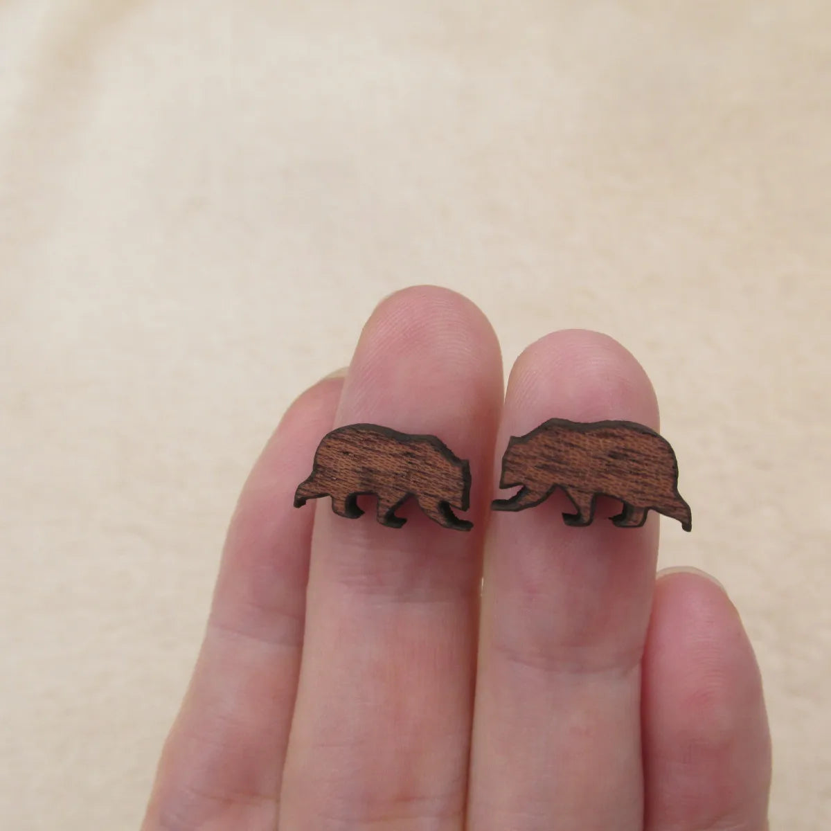 Mini Wooden Cabochon Laser Cut Animal Bear Wood Items For Earring Stud Making Jewerly Supplies