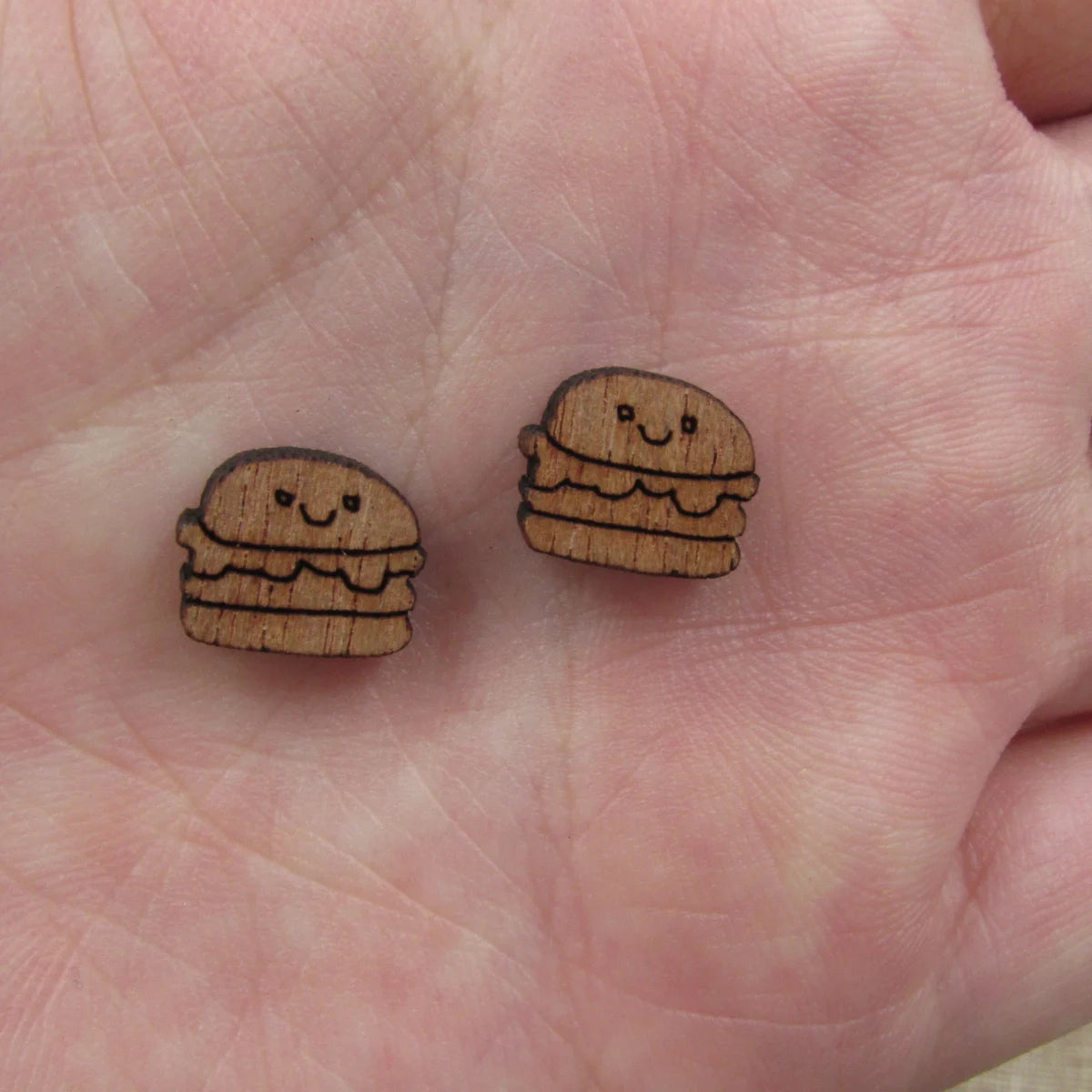 5 Pair Unfinished Blank Foods Wood Cabochon French Fries Hamburger Wooden Shape Pendant For DIY Jewerly Earrings Supplier