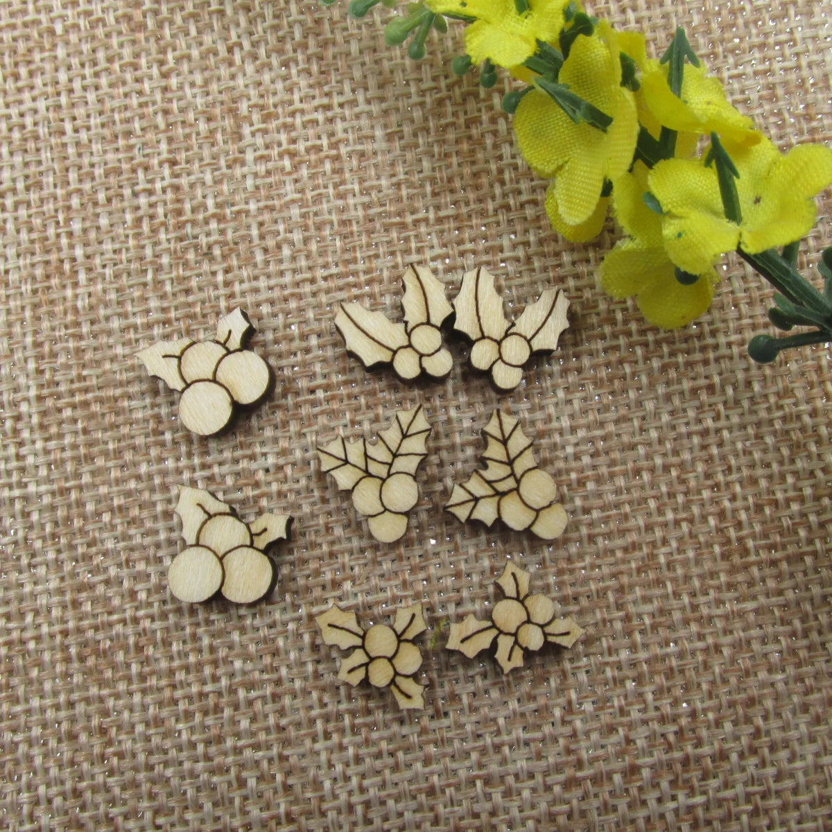 10pcs Unfinished Blank Tiny Holly With Nut Shape Mini Wood Stud Earring Post Cabochon Handmade Charms