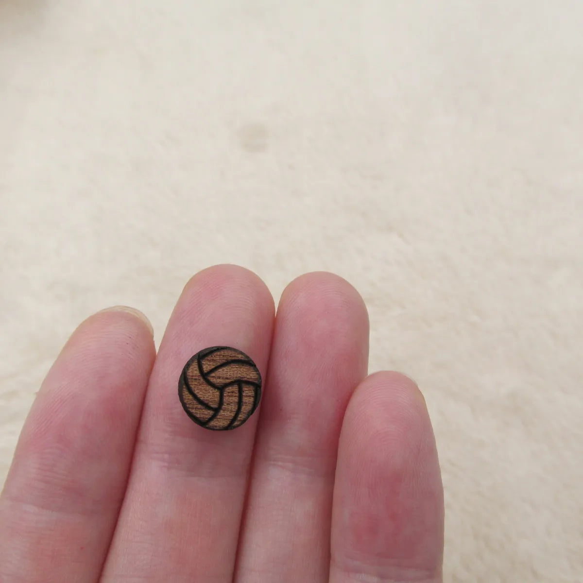Mini Wood Shape Cabochon Unifished Earring Stud Blank Sport  Icon Ball Wooden Craft  Basketball   Earring Supplies