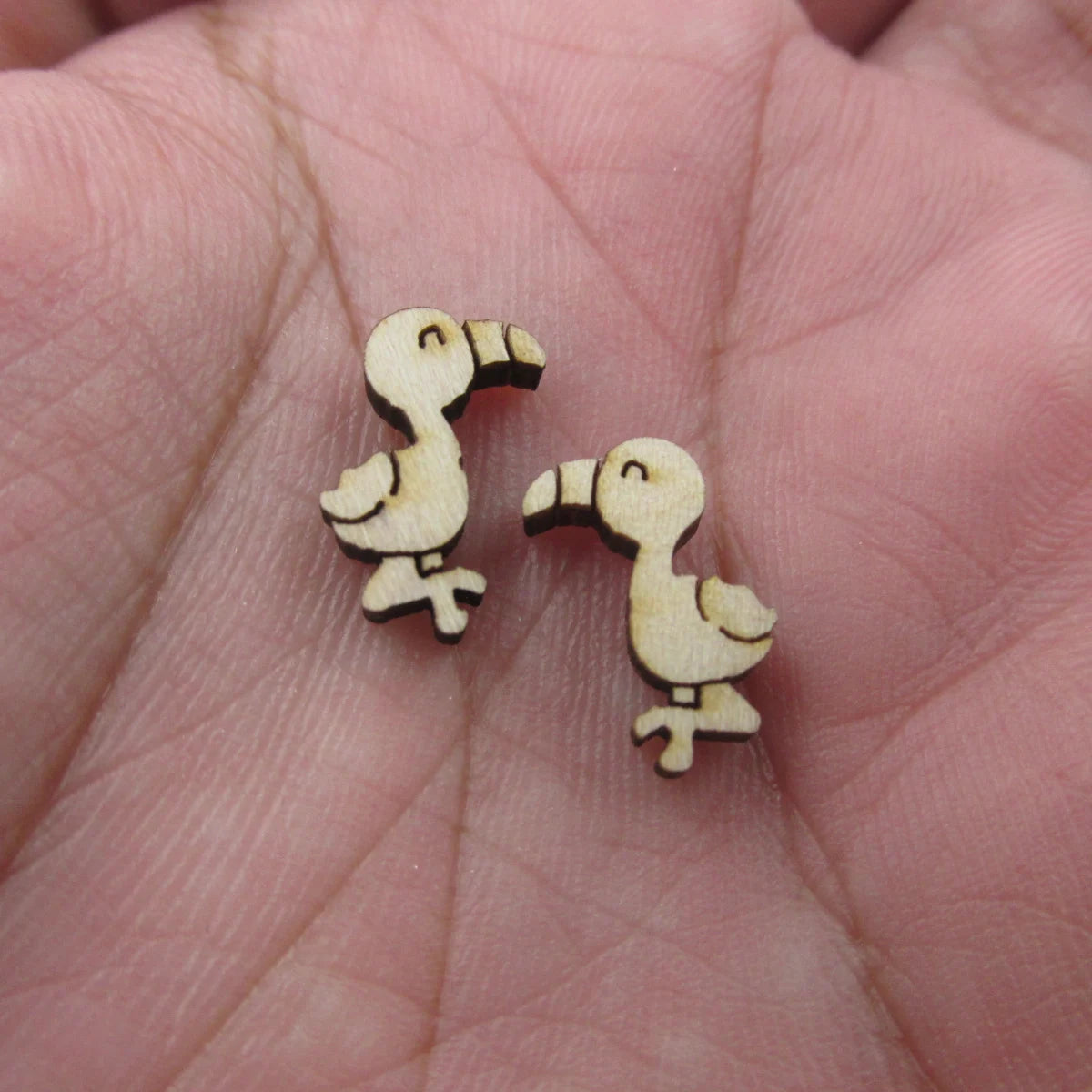 5 Pair Unfinished Blank Wood Flamingo Floatie Pool Cabochon Post Ladies Earrings Stud Jewerly Findings For Craft DIY Supplies