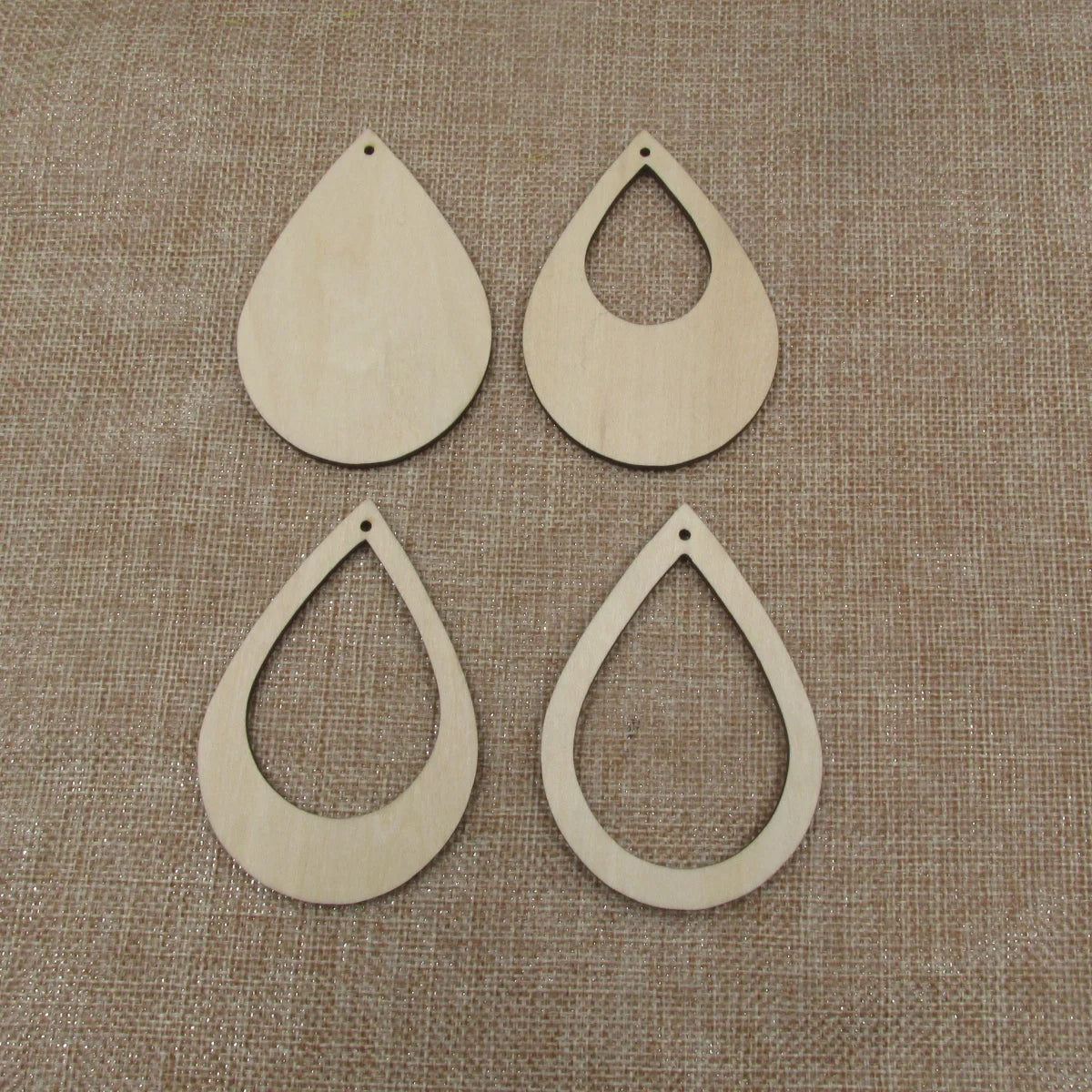 10pcs All Size DIY Unfinished Laser Cut Wood Earrings Blanks Wide Hollow Rounded Teardrop Shape For Jewelry
