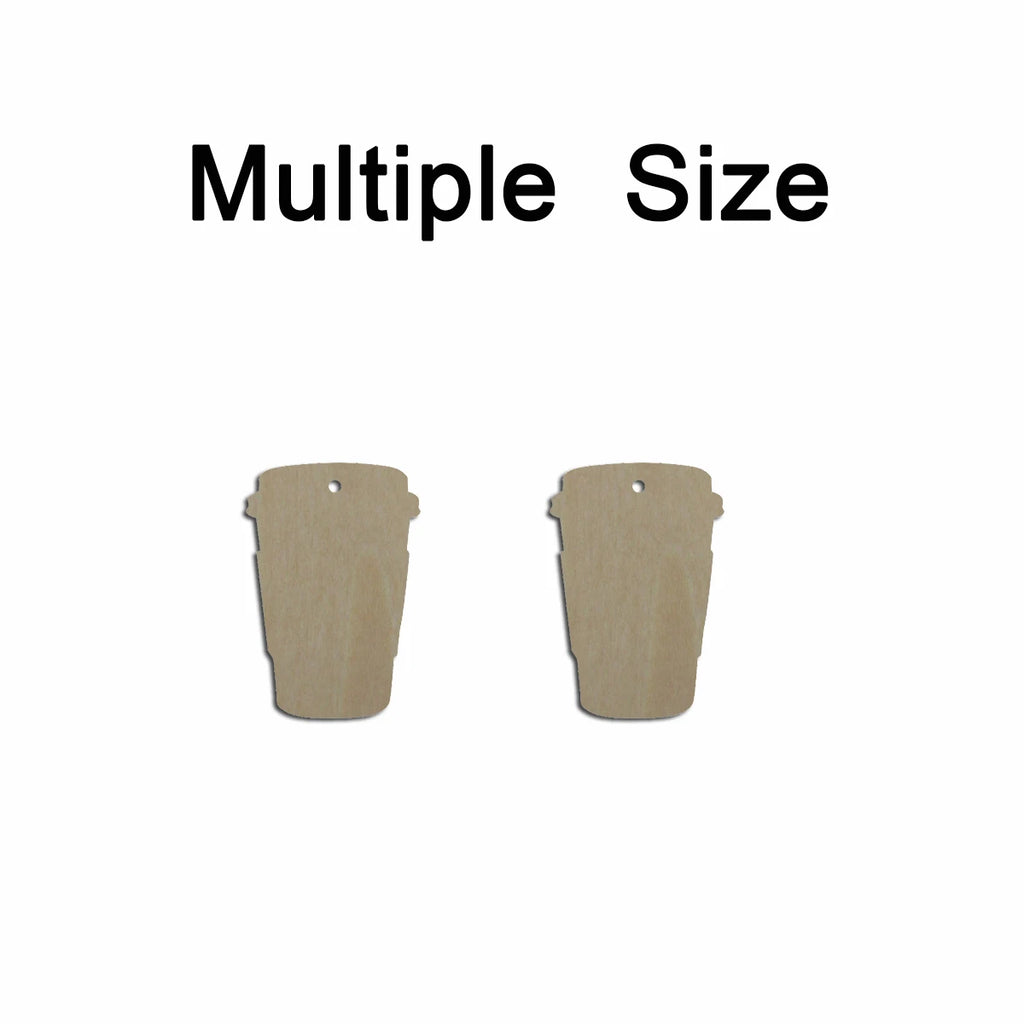 10pcs Multiple Size Unfinished Wooden Blanks Coffee Latte Cup Cutout Shape Dangle Earring For Jewelry Supplier