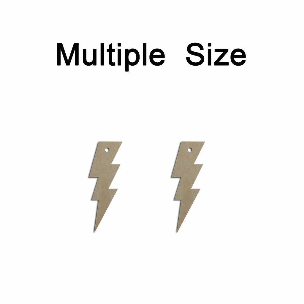 10pcs Multiple Size Unfinished Wooden Blanks Lightning Bolt Cutout Shape Dangle Earring For Jewelry Supplier