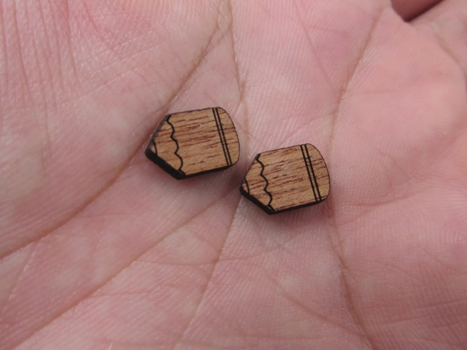 5 Pair Back to School Unfinished Blank Wood Cabochon Pencil Wooden Cutout Shapes For DIY Stud Earrings Supplies