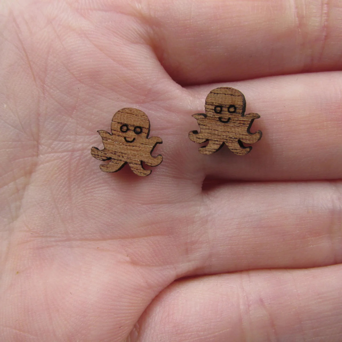 5 Pair Unfinished Blank Sea Animal Wooden Octopus Cabochon Charm Wood Shape Cutouts For DIY Craft  Earring