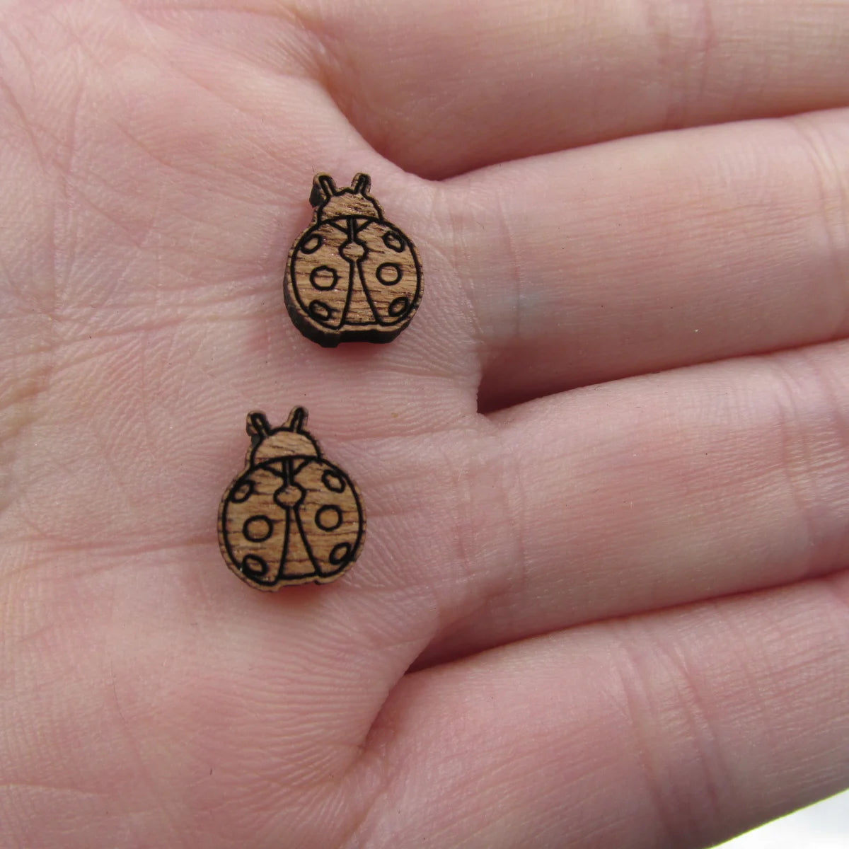 5 Pair Unfinished Blank Insect Bugs Wooden Ladybug Cabochon Charm Wood Shape Cutouts For DIY Craft  Earring