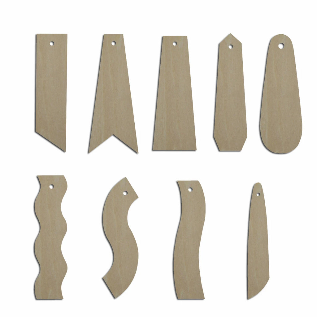 10pcs Laser Cut Unfinished Blank Wood Geometric Wave Thin Rectangle Cutout Shape Earring Pendant Jewelry Charm Finding