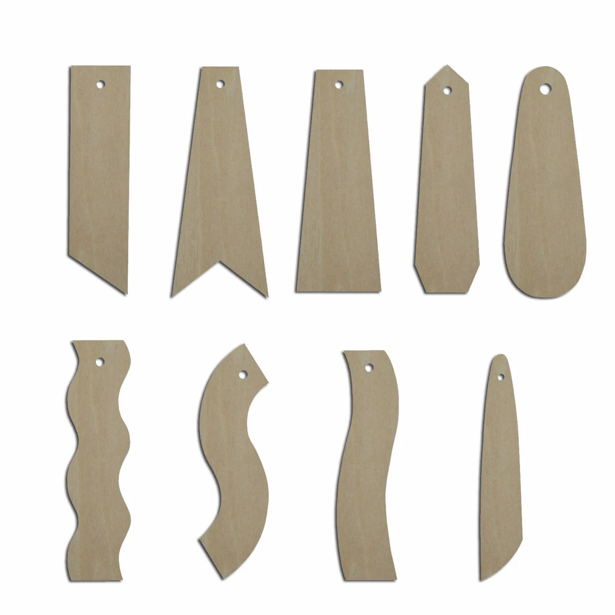 10pcs Laser Cut Unfinished Blank Wood Geometric Wave Thin Rectangle Cutout Shape Earring Pendant Jewelry Charm Finding