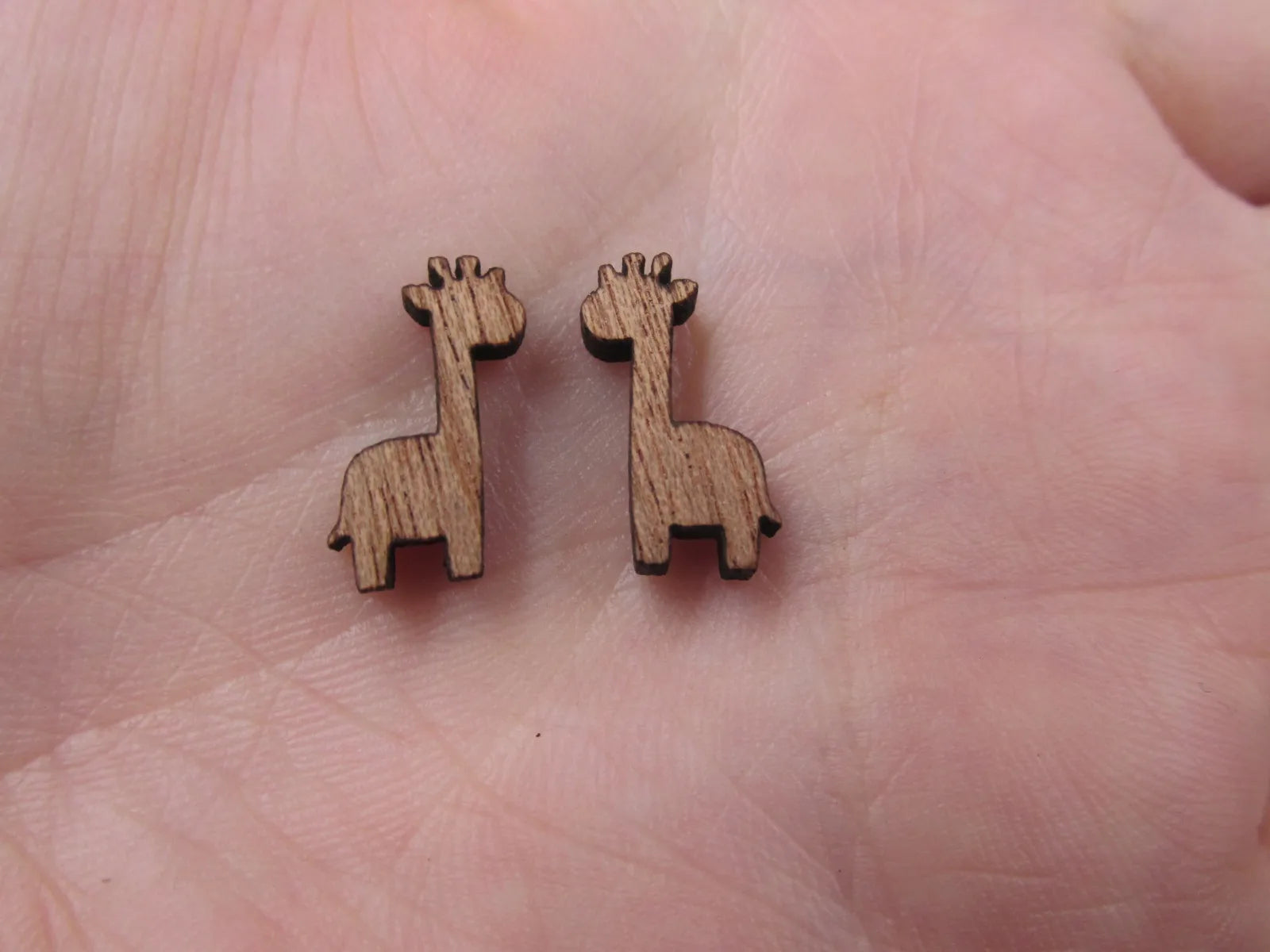 5 Pair Unfinished Woodland Blank Wild Animal Wooden Giraffe Cabochon Charms Wood Shape Cutouts For DIY Craft  Earring Stud