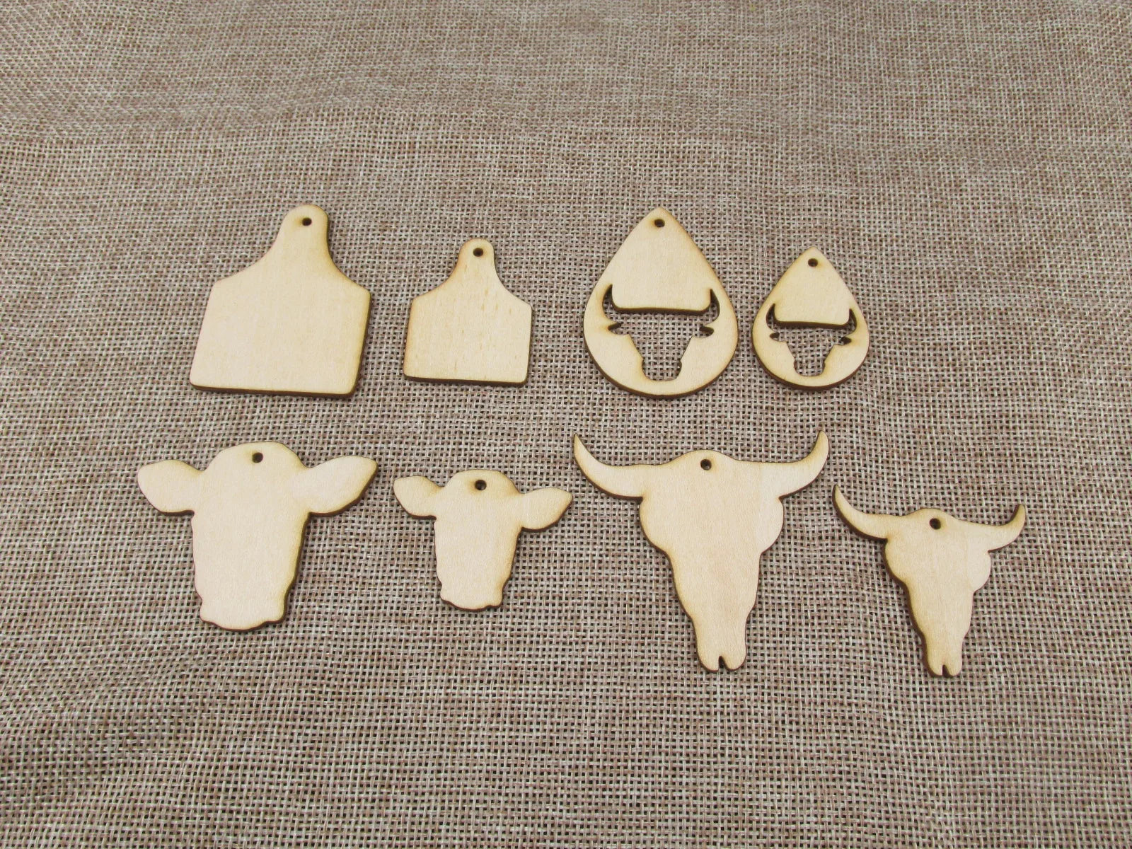 Unfinished Laser Cut Wooden Earrings Blank Pendant Wood Home Animal Bull Cow Shapes For DIY Jewelry Project Making
