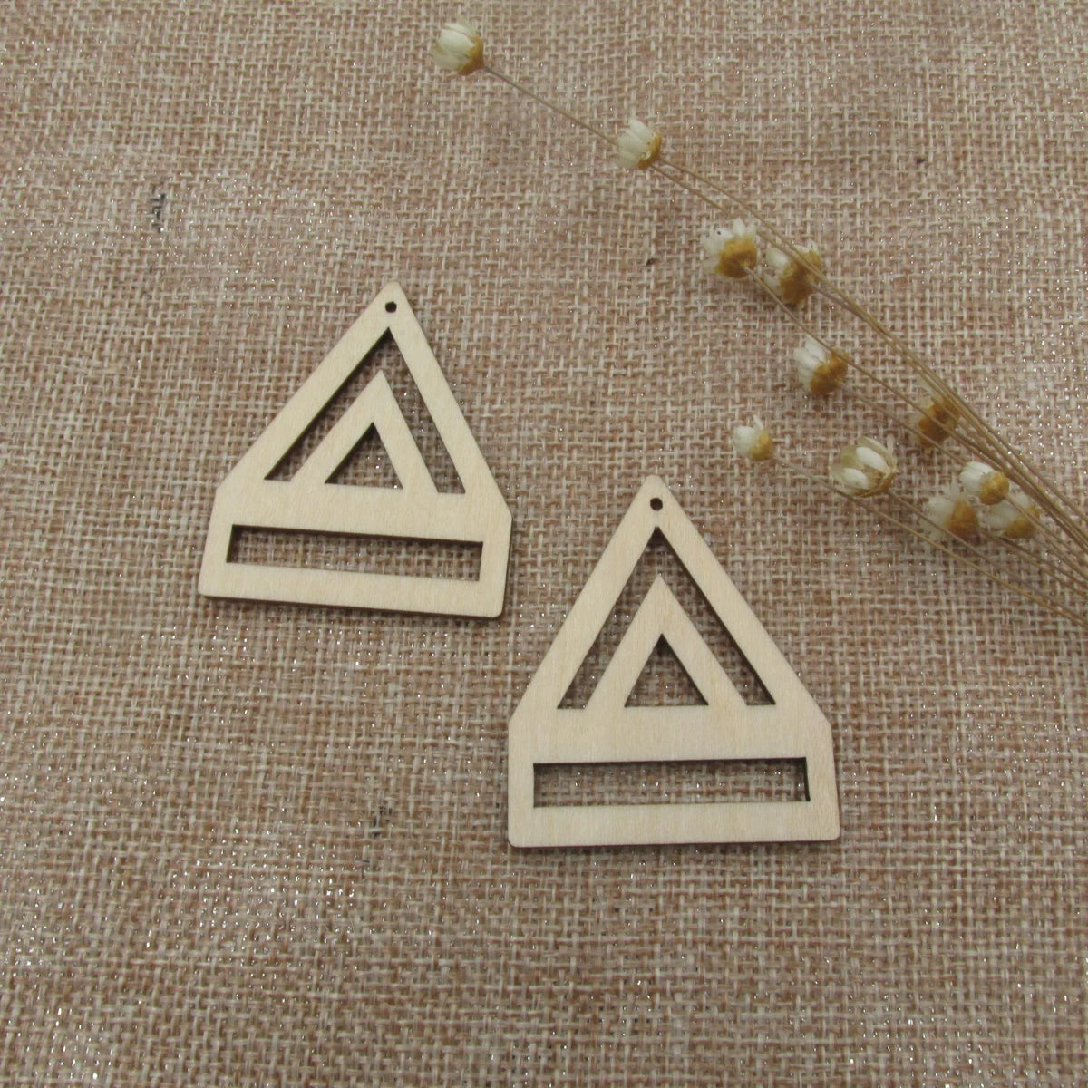 10pcs Unfinished Chevron Macrame Triangle Earring Wood Findings DIY Wood Blank Chevron  Hoops Earring