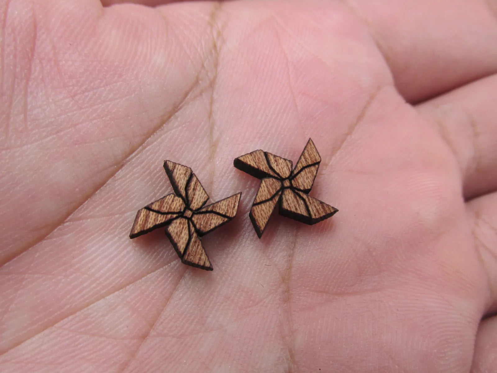 5 Pair Origami Crane Unfinished Blank Wood Cabochon Boat Paper Plane Diamond Windmill Wooden Cutout Shapes For DIY Earrings