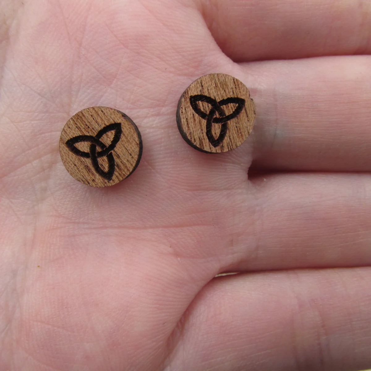 5 Pair Unfinished Blank Geometric Wooden Triquetra Triskell Symbol Cabochon Charm Laser Engrave Wood Shape Cutouts Earring