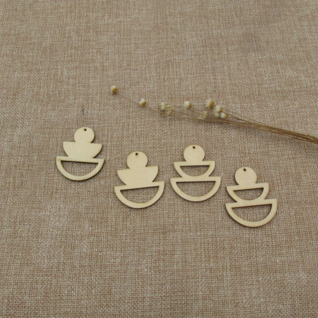 10pcs Unfinished Wood Blanks Geometric Circle With Double Semi Wooden Macrame For DIY Earrings Findings Jewelry