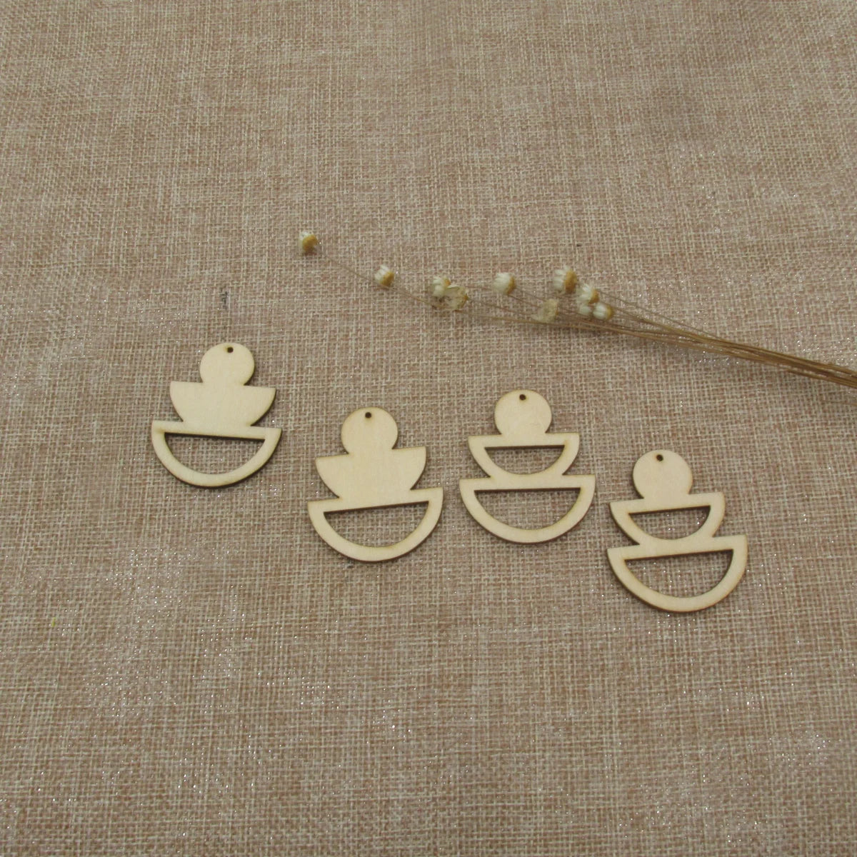 10pcs Unfinished Wood Blanks Geometric Circle With Double Semi Wooden Macrame For DIY Earrings Findings Jewelry