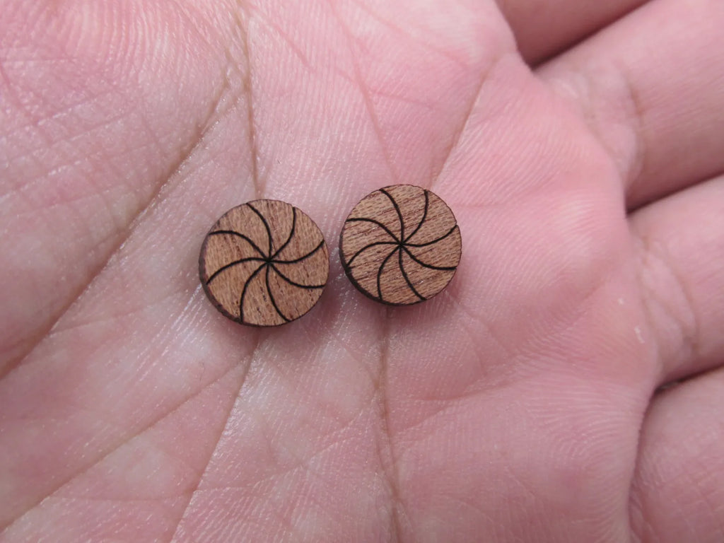 5 Pair Unfinished Wood Cabochon Christmas Holiday Peppermint Candy Cane Wooden Cutout Shapes For DIY Stud Earrings Supplies