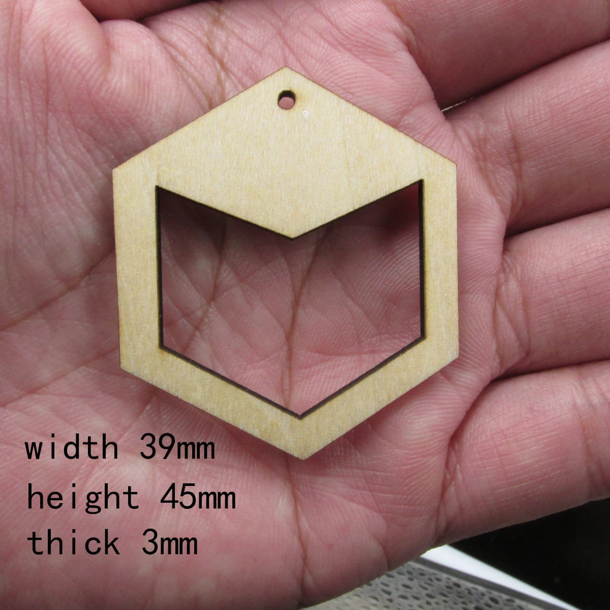 10pcs 1.75 inch Unfinished Wooden Blanks Geometric Hexagon Macrame DIY Earrings Parts Findings Accessories Supplies