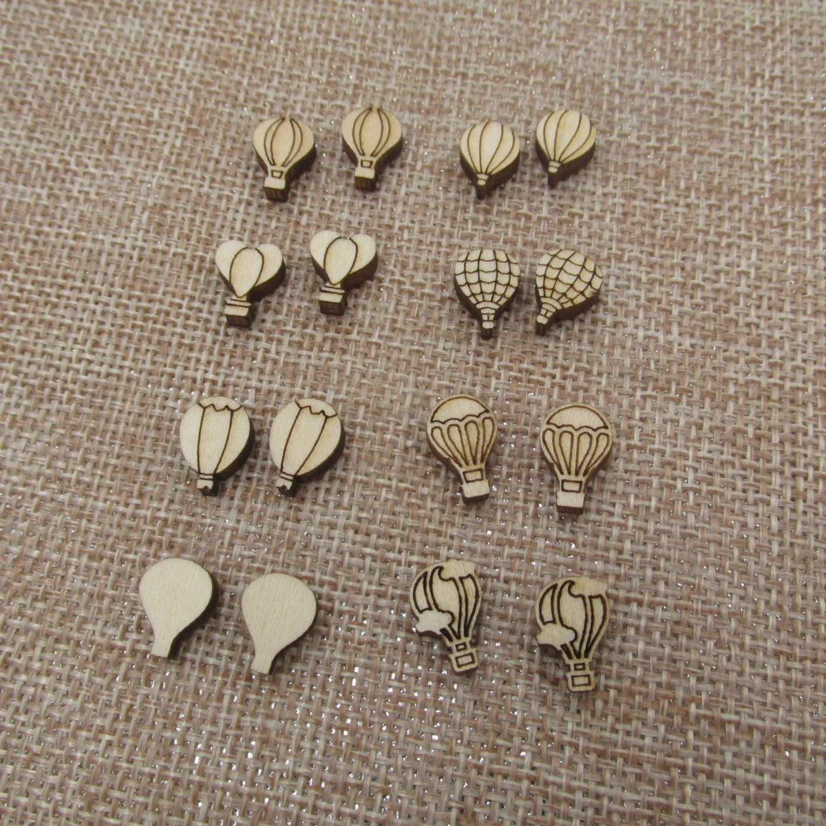 5Pair Unfinished Blank Wooden Summer Style Hot Air Balloon Cabochon Post Earrings Stud Jewerly Finding For Diy Wood Craft