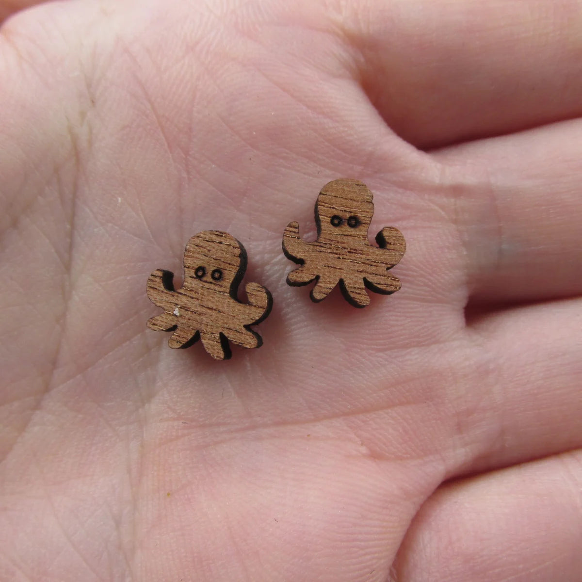 5 Pair Unfinished Blank Sea Animal Wooden Octopus Cabochon Charm Wood Shape Cutouts For DIY Craft  Earring