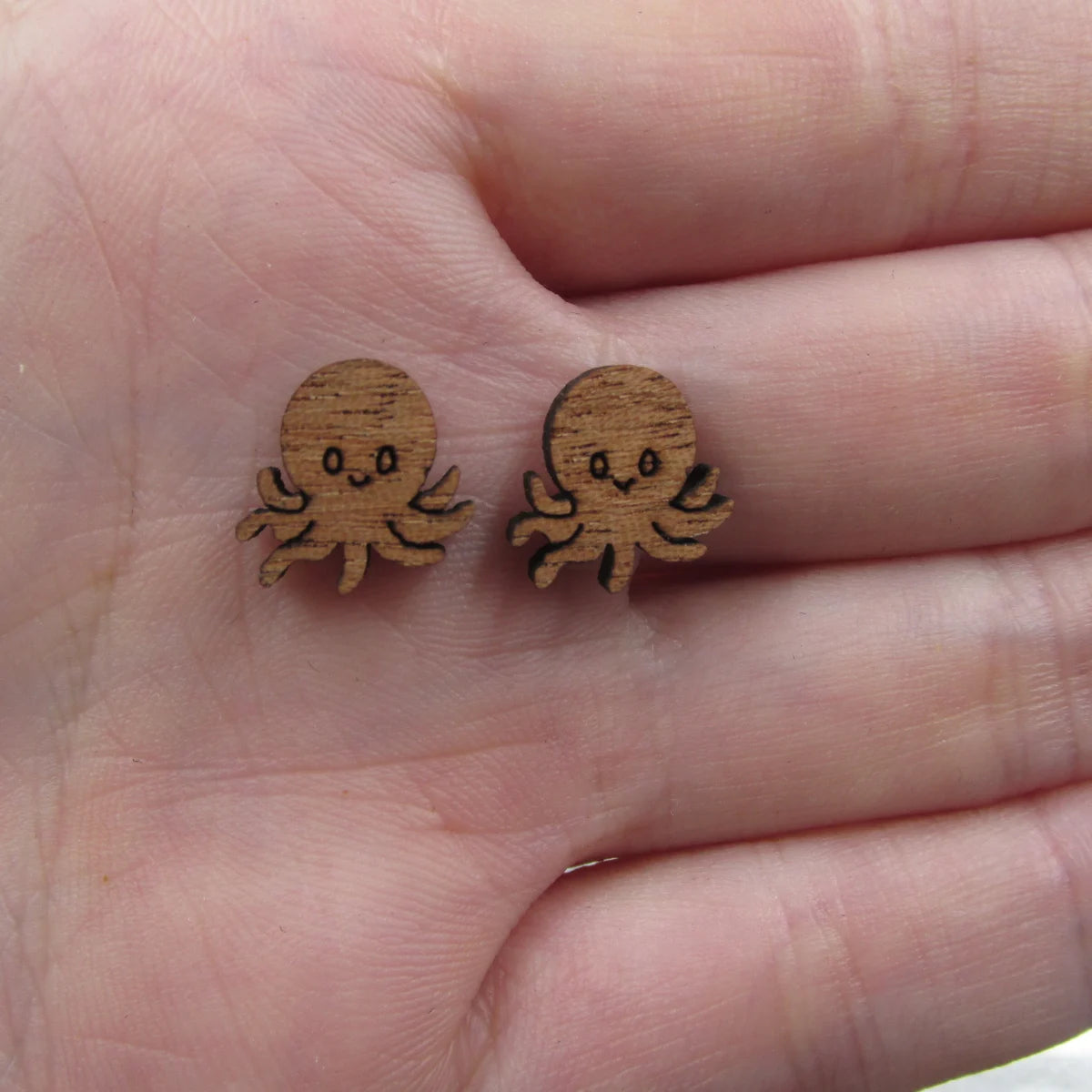 5 Pair Unfinished Blank Sea Animal Wooden Octopus Cabochon Charm Wood Shape Cutouts For DIY Craft  Earring