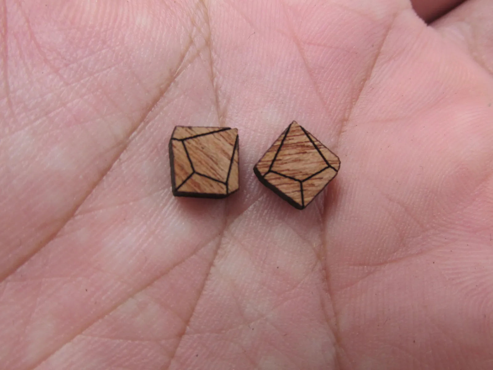 5 Pair Unfinished Blank Wood Cabochon Dice Cube Game Wooden Cutout Shapes For DIY Stud Earrings Supplies