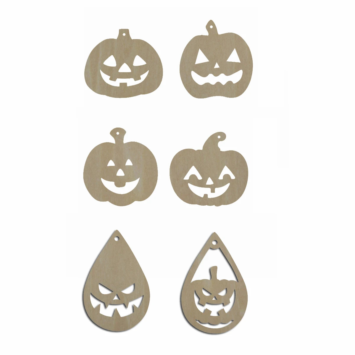 10pcs Bulk Unfinished Wooden Blank Holiday Halloween Pumpkins Jack-o-lanterns Cutout Shape For Spooky Horror Theme Earring